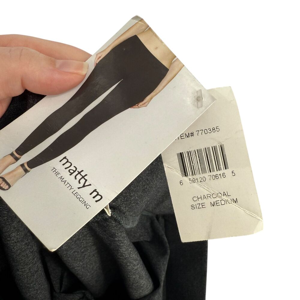 Matty M Legging Medium The Matty Charcoal Gray Pull On Mid Rise Athletic USA NWT - Picture 9 of 11